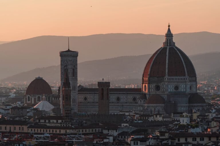 Large cathedral at sunset, italian architecture