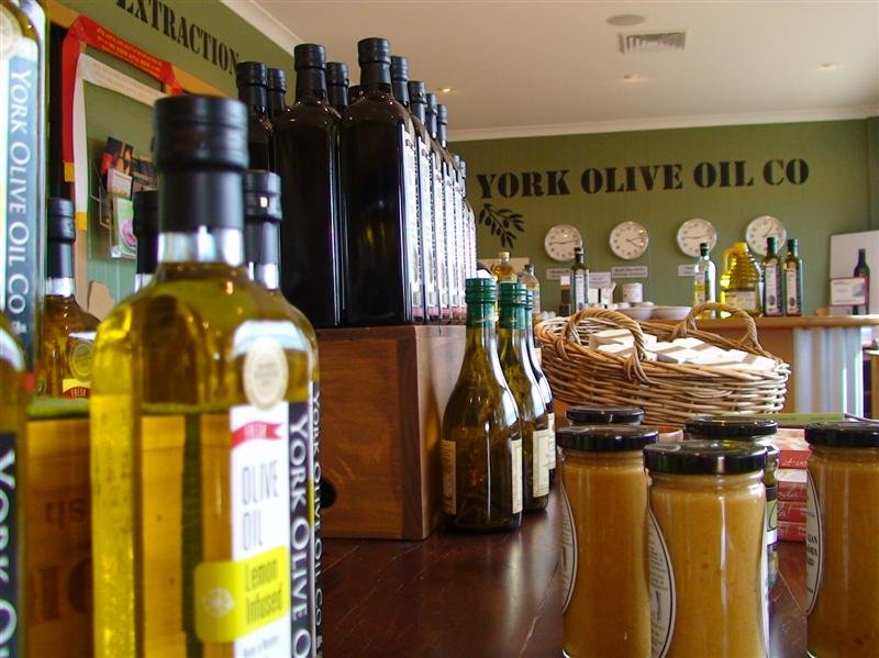 Bottles of olive oil on countertop