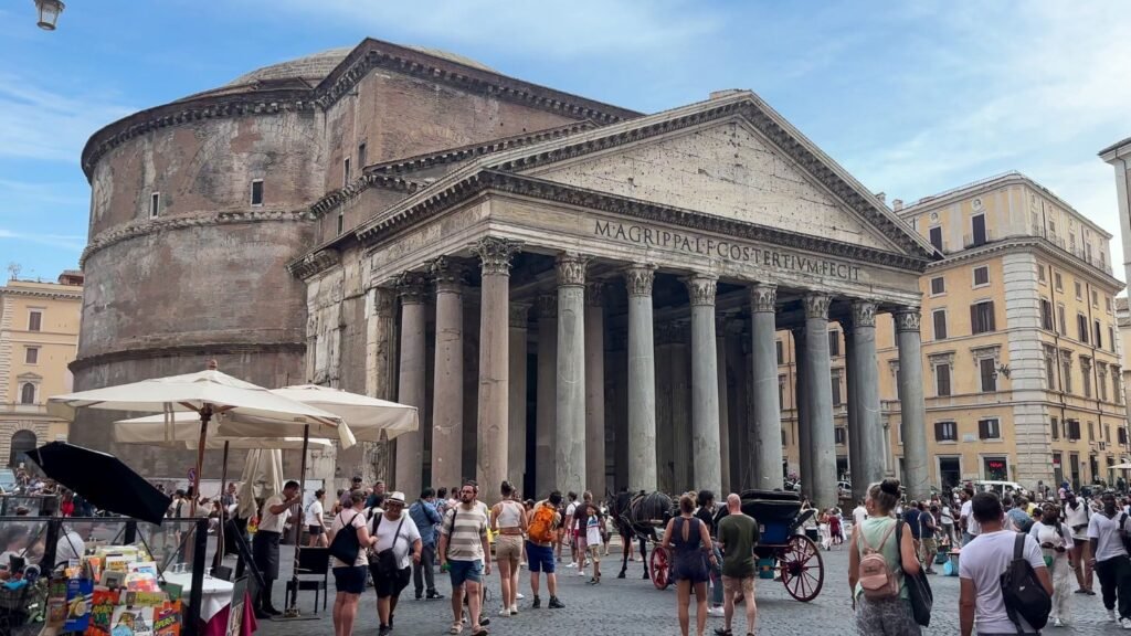 The Pantheon of Rome, large columned building