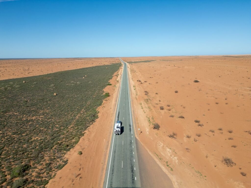 Long Straight Road in Australian Outback